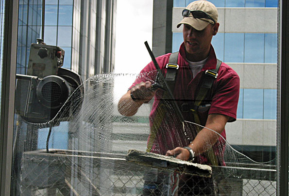 Glazenwassers glasbewassing ramen wassen